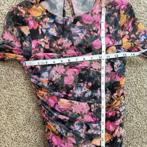 By Anthropologie Ruched Mock-Neck Long-Sleeve Midi Dress Small - Picture 6 of 7